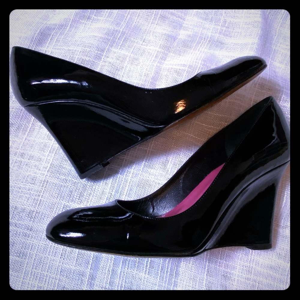 Kate Spade Black Leather Wedge Platform High Heels